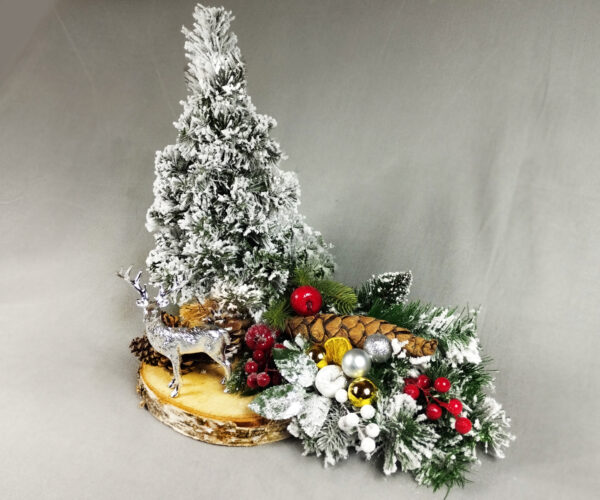 Stroik świąteczny z choinką na plastrze drzewa Deltora (32560)
